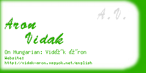 aron vidak business card